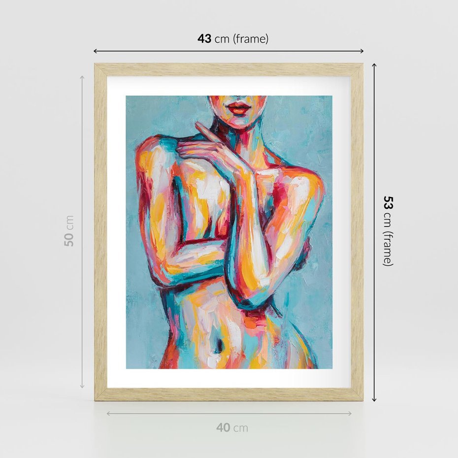 Plakat w ramie 40x50 - Nagie Natchnienie - obraz olejny, naga kobieta - rama drewno