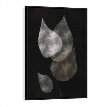 Obraz w ramie 50x70 - Mroczne Złudzenia - abstrakcyjne liście, mroczna atmosfera - rama czarna