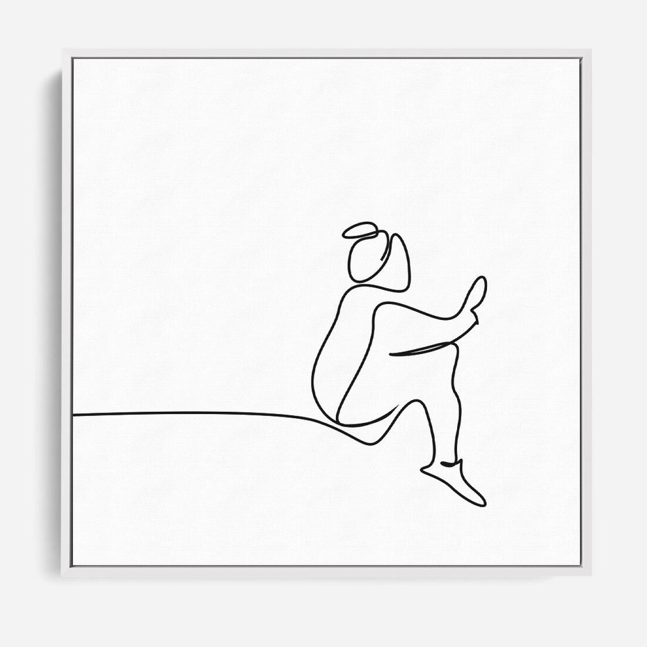 Obraz w ramie 80x80 - Linie Wewnętrznej Refleksji - line art, szkic - rama biała