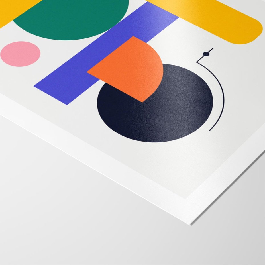 Plakat bez ramy 50x70 - Przestrzenne Innowacje - nowoczesna sztuka, geometryczna kolorowa grafika