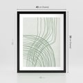 Plakat w ramie 40x50 - Migotliwa Spokojna Zieleń - zielony plakat, abstrakcyjne splątane linie - rama czarna