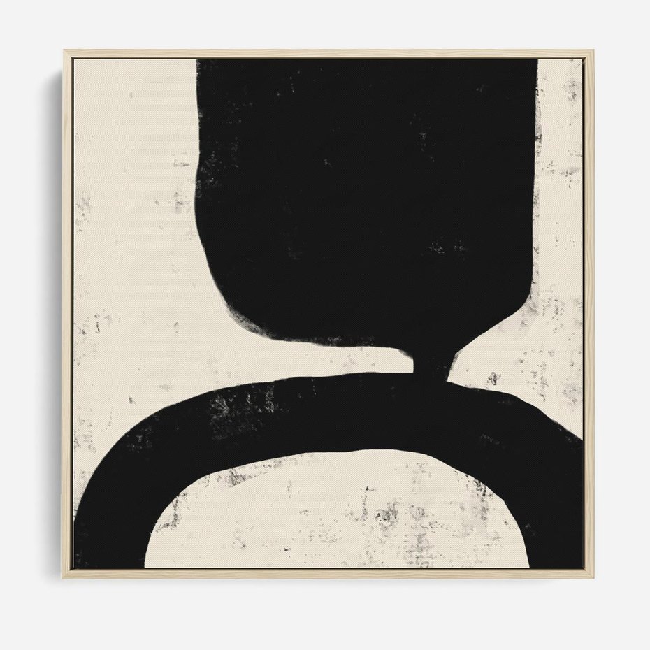 Obraz w ramie 80x80 - Przenikające Plamy - abstrakcyjna sztuka, minimalizm - rama drewno