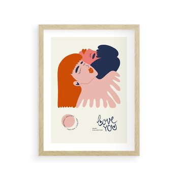 Plakat w ramie 50x70 - Rondo melancholii - para zakochanych, graficzny obraz - rama drewno