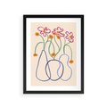 Plakat w ramie 30x40 - Migocące Pastelowe Impresje - minimalistyczny abstrakcyjny obraz, prymitywne kwiatki - rama czarna