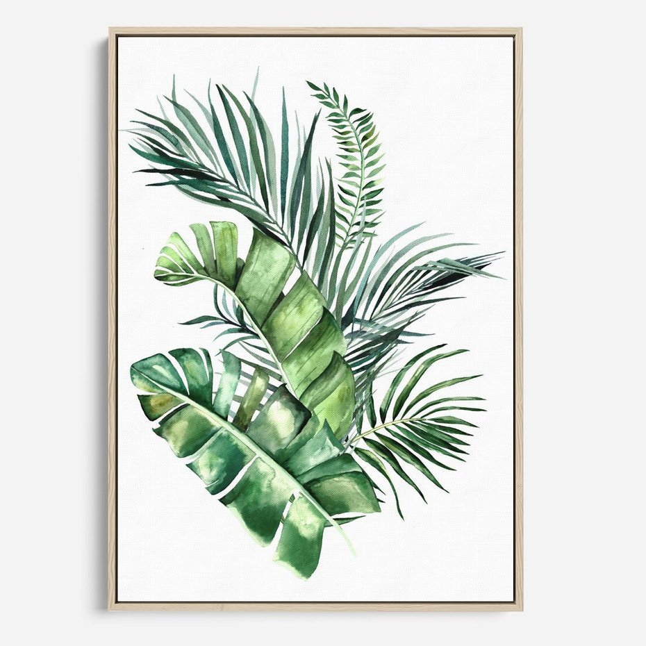 Obraz w ramie 80x120 - Piękno Złotej Rośliny - złote, liście - rama drewno