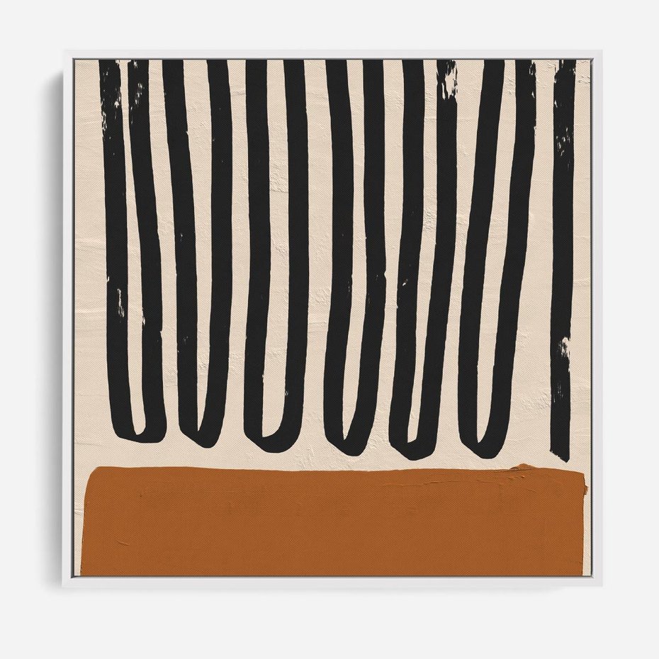 Obraz w ramie 80x80 - Boho Impulsy Kreatywności - abstrakcyjny plakat, brąz - rama biała