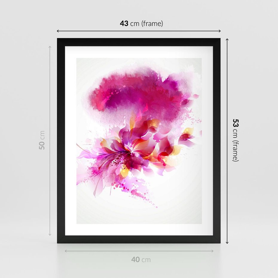 Plakat w ramie 40x50 - Kwiaty abstrakcji - abstrakcja, kwiaty - rama czarna