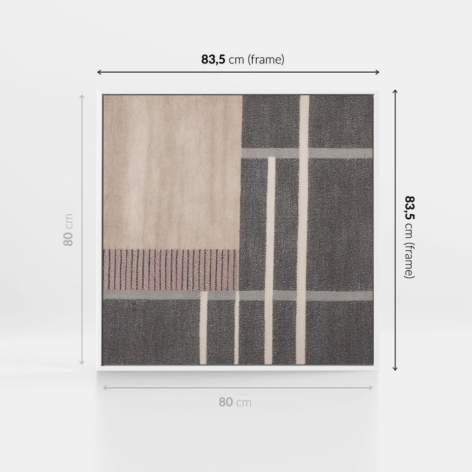 Obraz w ramie 80x80 - Harmonia skradzionych odcieni - symetryczne, geometryczne pasy - rama biała