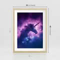Plakat w ramie 30x40 - Mityczna podróż - kosmos, jednorożec - rama drewno