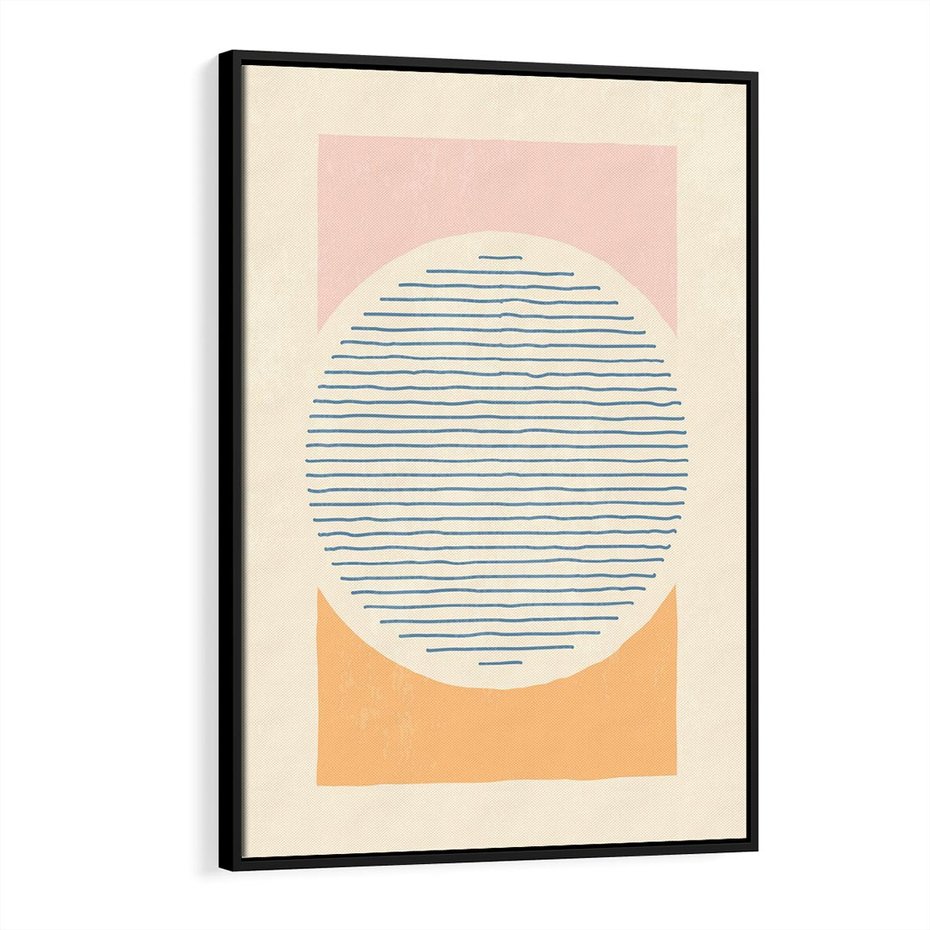 Obraz w ramie 70x100 - Rozbijająca Opowieść - geometryczne kształty, koła - rama czarna