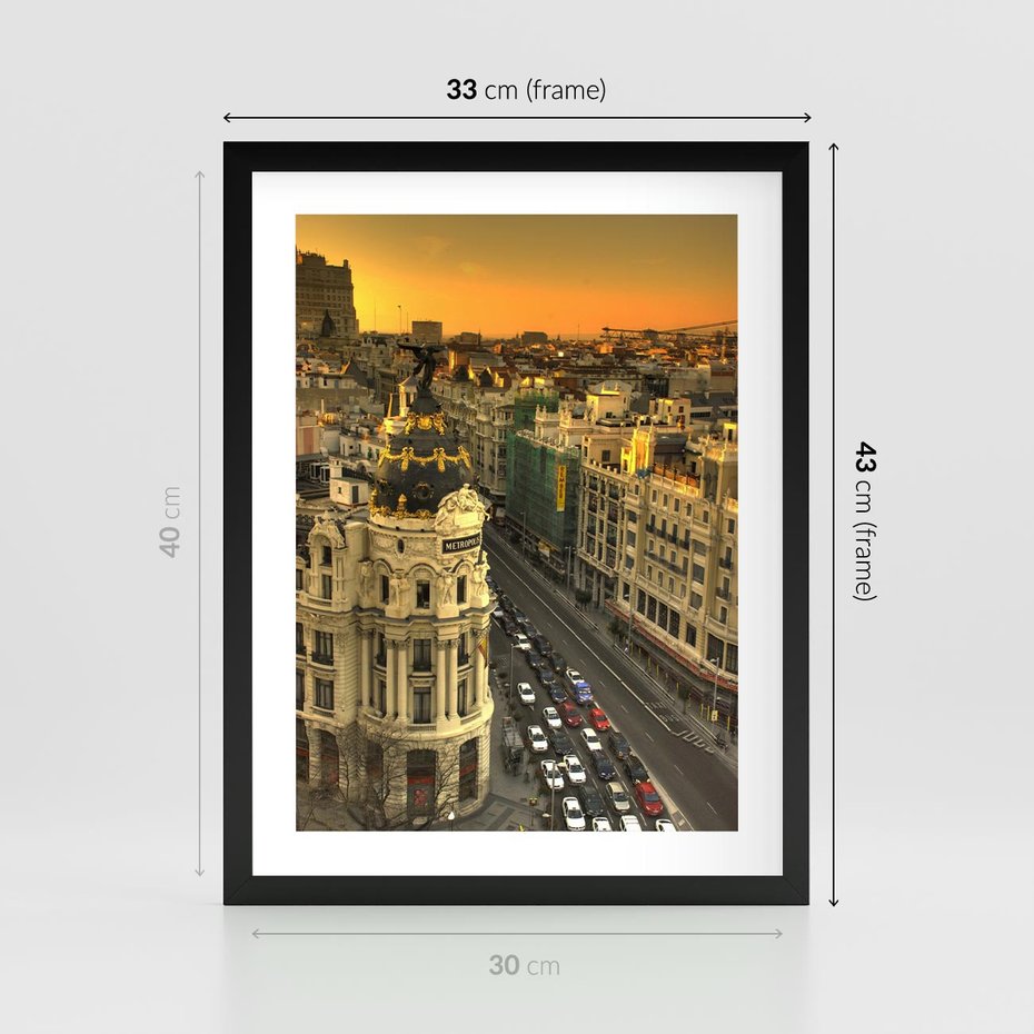 Plakat w ramie 30x40 - Miasto Metropolii - miasto, metropolia - rama czarna