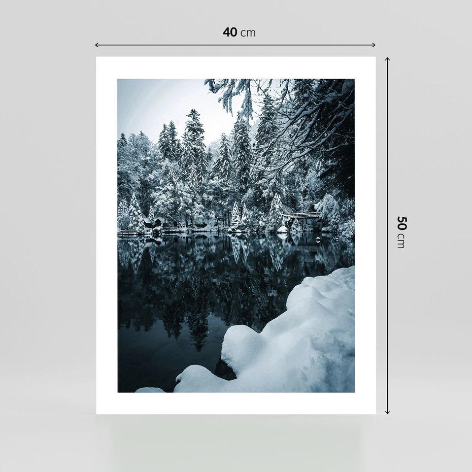 Plakat bez ramy 40x50 - Zima nad Jeziorem - krajobraz zimowy, jezioro