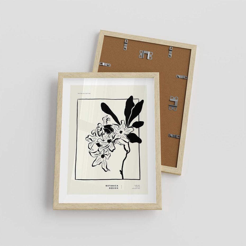 Plakat w ramie 30x40 - Kwiatowe przestrzenie - kwiat, grafika - rama drewno