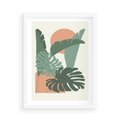 Plakat w ramie 50x70 - Abstrakcyjne Tropiki - liście, rośliny tropikalne w graficznym stylu - rama biała