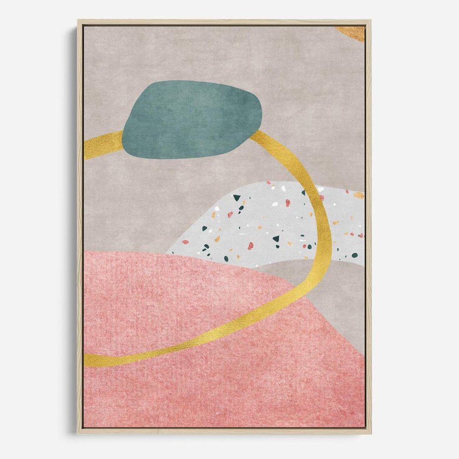 Obraz w ramie 70x100 - Ekspresja w ruchu pędzla - abstrakcja, połączenie kształtów - rama drewno