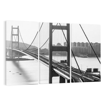 Obraz na płótnie 120x80 - Ikona Miasta - most Nowy Jork, czarno biała fotografia
