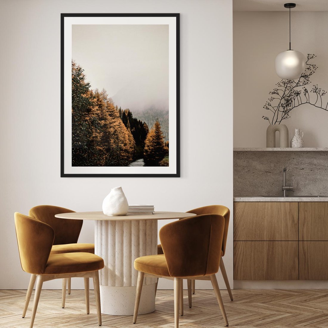 Plakat w ramie 50x70 - Kolorowa Jesień w Górskim Lesie - las, jesień - rama czarna