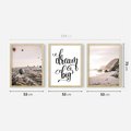 Zestaw obrazy w ramie 50x70 galeria - Dream, big, cytat, napis, balony - rama drewno