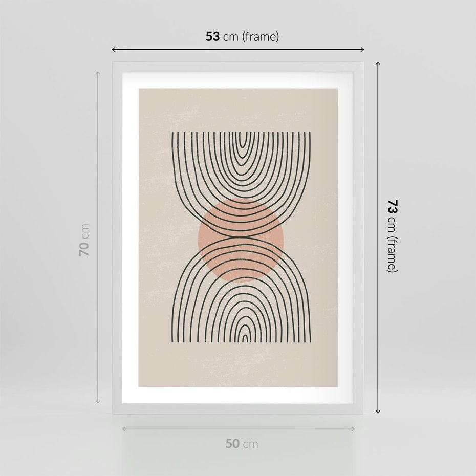 Plakat w ramie 50x70 - Nowy Rytuał - abstrakcyjna sztuka, boho kształty - rama biała