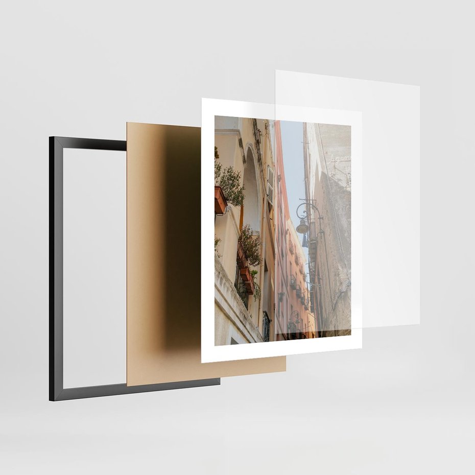 Plakat w ramie 40x50 - Włoskie uroki - włoskie, uliczki - rama czarna
