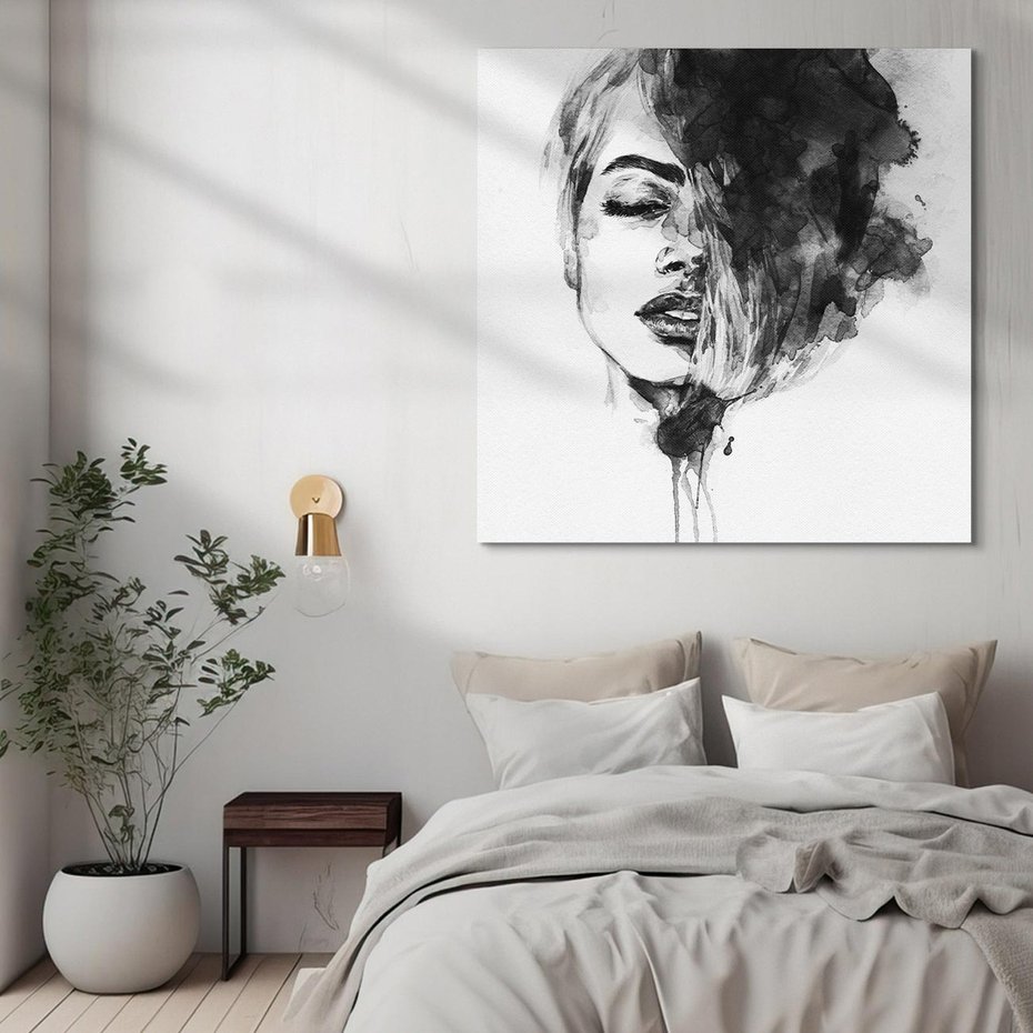 Obraz na płótnie 40x40 - Kobieta w akwareli - kobieta, akwarela