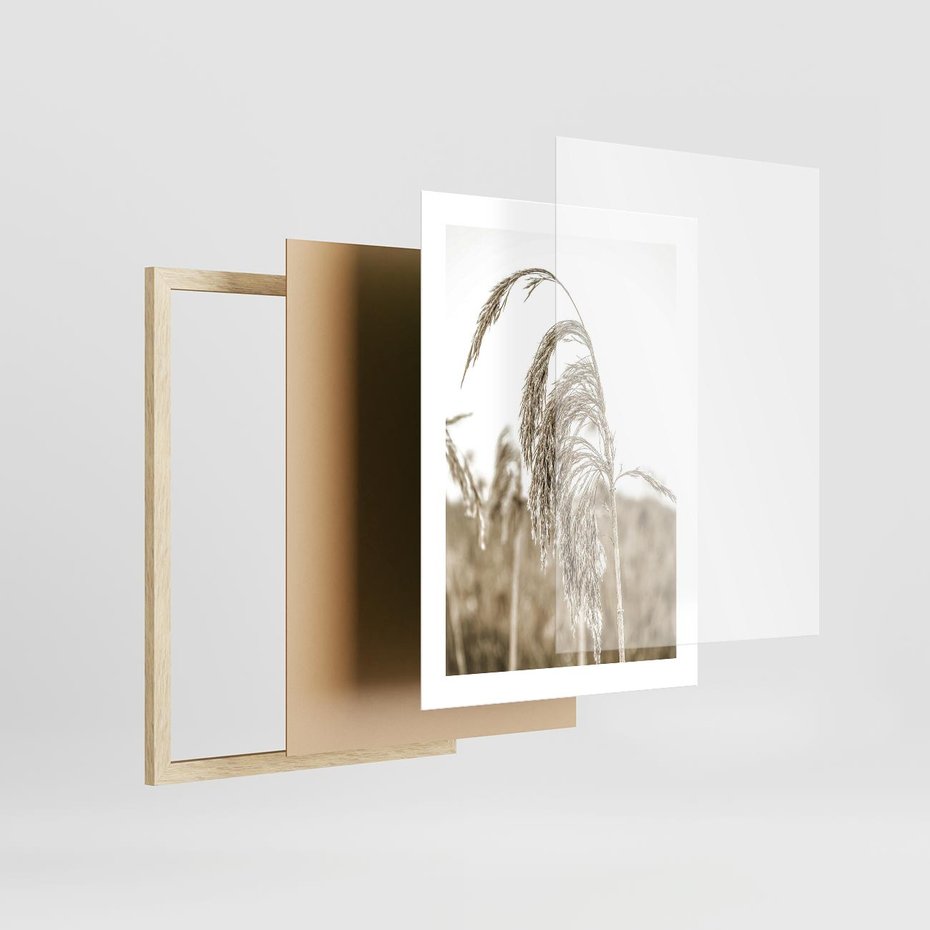 Plakat w ramie 30x40 - Ujęcie Suchych Traw - suche trawy, zbliżenie - rama drewno