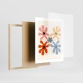 Plakat w ramie 40x50 - Taniec Akwareli - abstrakcyjne wielokolorowe kwiaty, minimalizm - rama drewno
