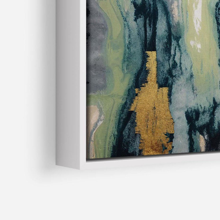 Obraz w ramie 70x50 - Sfumowane zmysły artysty - rozmyte kolory, zieleń - rama biała