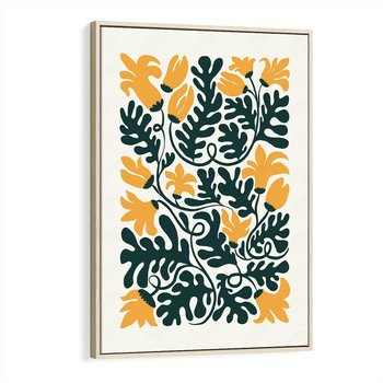 Obraz w ramie 80x120 - Impulsy Kreatywności - abstrakcyjne żółte kwiaty, kompozycja - rama drewno