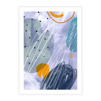 Plakat bez ramy 21x30 - Pastelowe Przenikanie - abstrakcyjny plakat do młodzieżowego pokoju, granaty fiolety