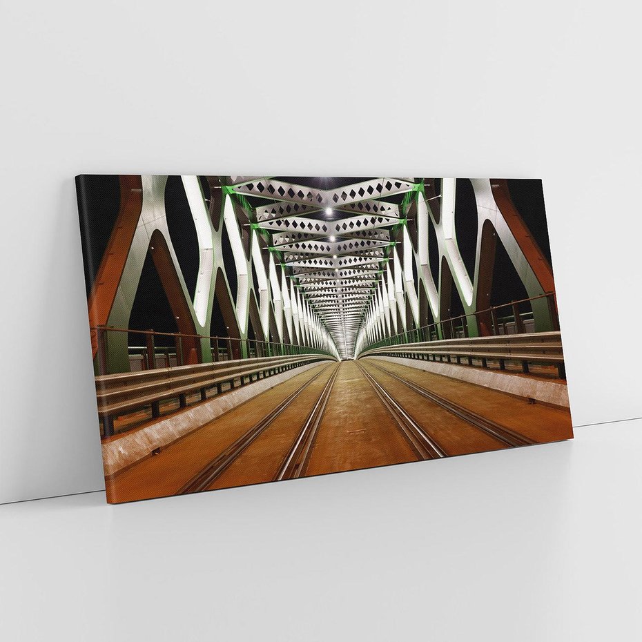 Obraz na płótnie 120x60 - Most kolejowy w nocy - most, kolej