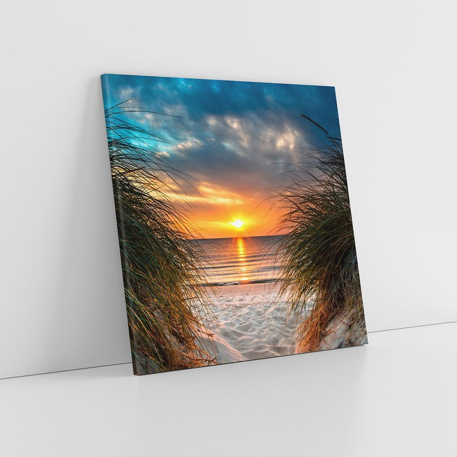 Obraz na płótnie 40x40 - Magia zachodu słońca na plaży - zachód, słońca