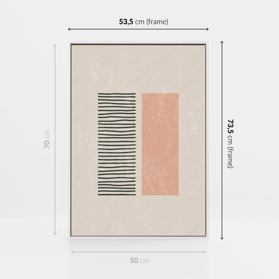 Obraz w ramie 50x70 - Przenikająca Kreatywność - nowoczesna sztuka, minimalizm - rama biała