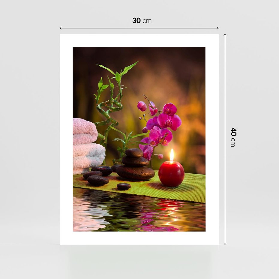 Plakat bez ramy 30x40 - Światło Świecących Kwiatów w Spa - spa, świaca