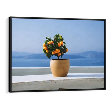 Obraz w ramie 100x70 - Uroki Santorini - Santorini, Grecja - rama czarna