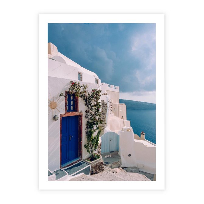 Plakat bez ramy 21x30 - Urok Greckiej Wyspy - Santorini, Grecja