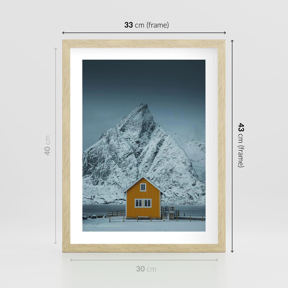 Plakat w ramie 30x40 - Urok Norweskich Domków - Skandynawia, Norwegia - rama drewno