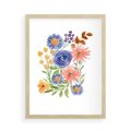 Plakat w ramie 50x70 - Migocące Widoki Kwiatów - akwarelowe polne kwiaty, minimalistyczny plakat - rama drewno
