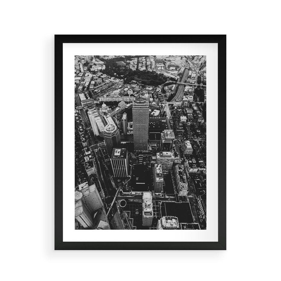 Plakat w ramie 40x50 - Kontrastujące miasto - miasto, biało - rama czarna