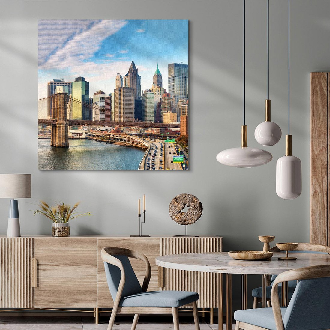 Obraz na płótnie 50x50 - Manhattan o zmroku - Nowy Jork, Manhattan