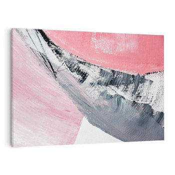 Obraz na płótnie 120x80 - Kontrastujący Ruch Emocji - abstrakcyjne pasy farby, kolory róż szary czarny