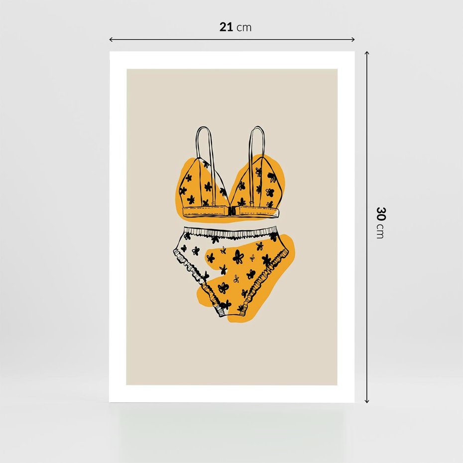 Plakat bez ramy 21x30 - Minimalistyczny Szkic Bielizny - minimalistyczna grafika, szkic bielizny