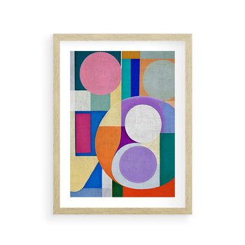 Plakat w ramie 40x50 - Migotliwe Impulsy Dźwięku - różne geometryczne formy, koła - rama drewno