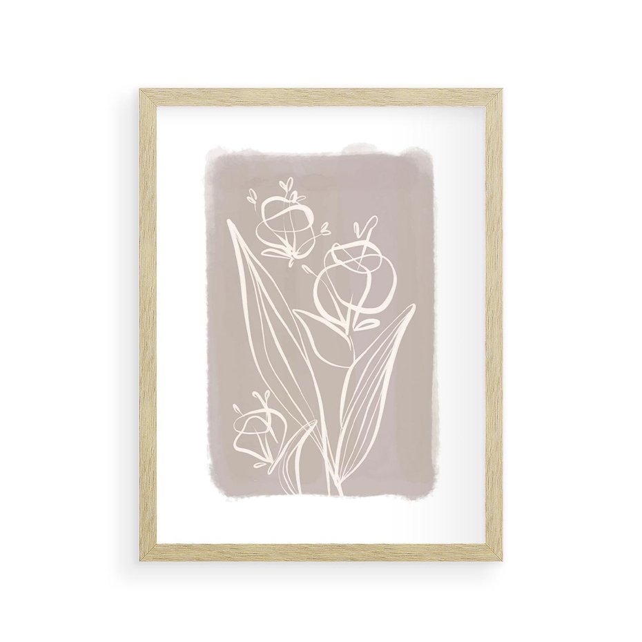Plakat w ramie 30x40 - Pastelowe Nastroje - nowoczesny subtelny plakat, beżowy - rama drewno