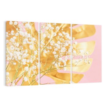 Obraz na płótnie 120x80 - : Elegancja w Złocie - złote, liście