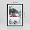 Plakat w ramie 50x70 - Domek w Górach Pokryty Śniegiem - domek w górach, śnieg - rama czarna