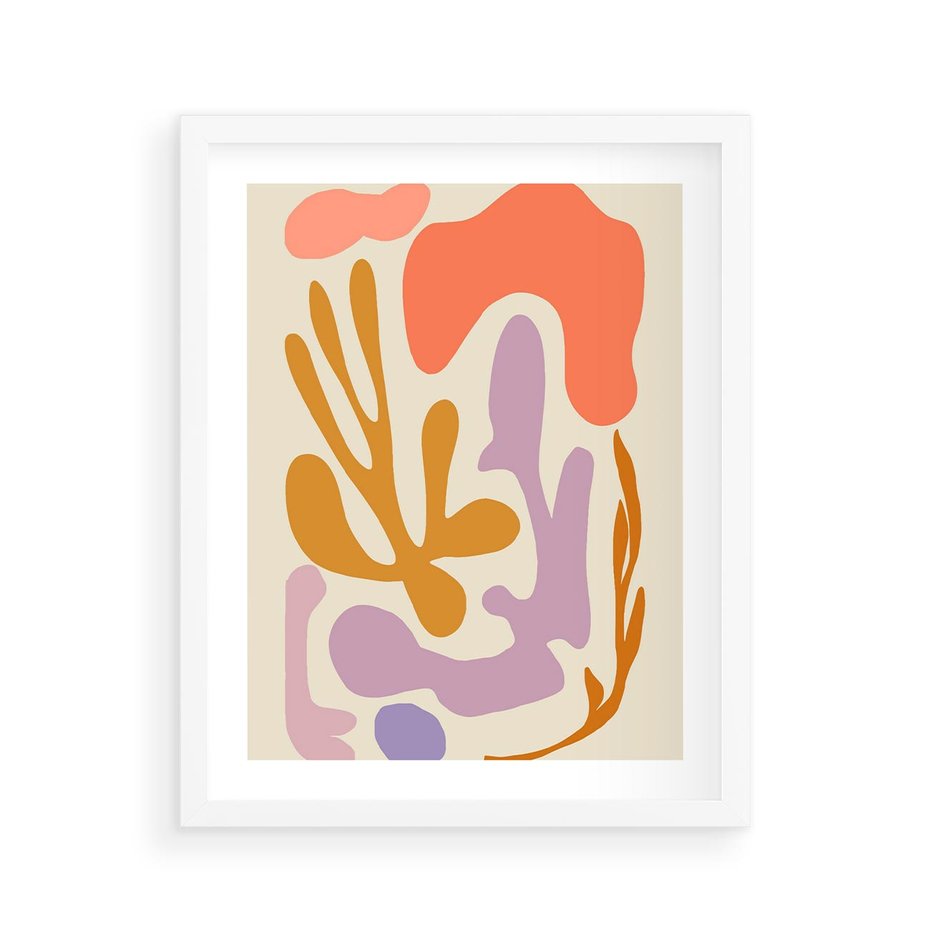 Plakat w ramie 40x50 - Ekspresjonistyczne Impulsy - abstrakcyjny obraz, pastelowe kolory - rama biała