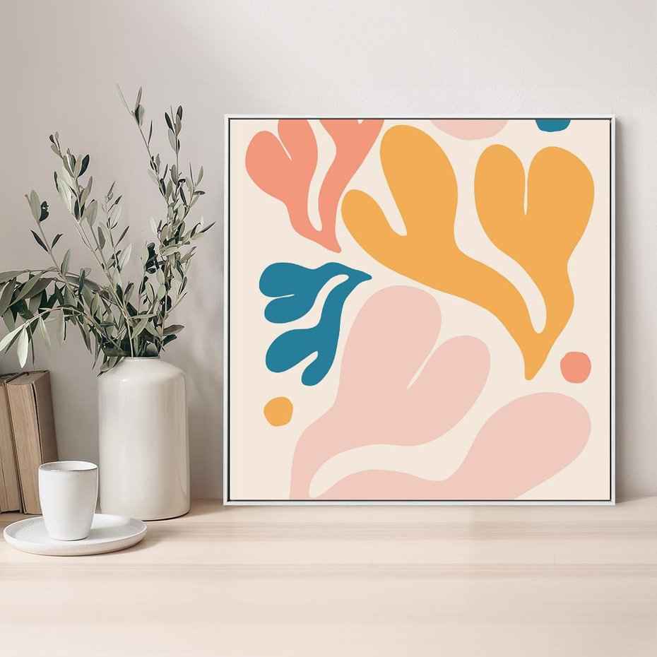 Obraz w ramie 50x50 - Granice Inspiracji - abstrakcyjne dziwne formy, nowoczesny plakat - rama biała