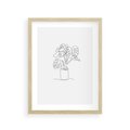 Plakat w ramie 30x40 - Tajemnicza Harmonia - sztuka one line, monstera - rama drewno
