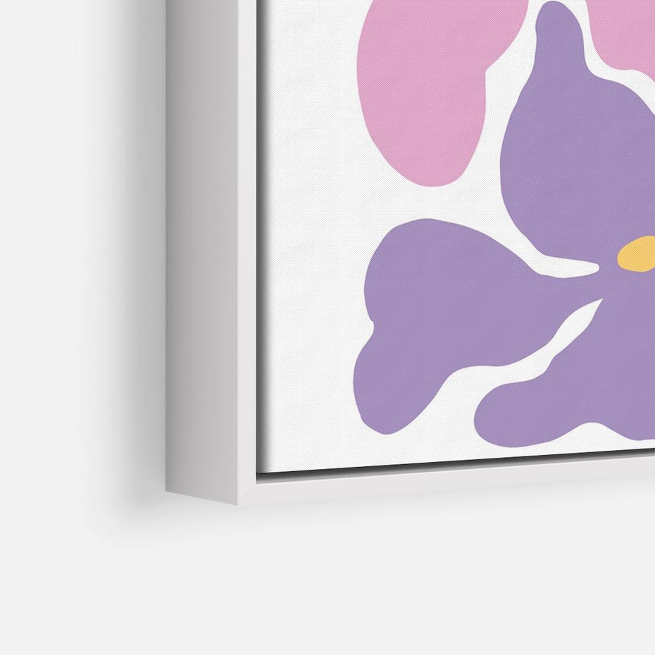 Obraz w ramie 80x80 - Bezgraniczne Wibracje - abstrakcyjne kolorowe kwiaty, minimlizm - rama biała